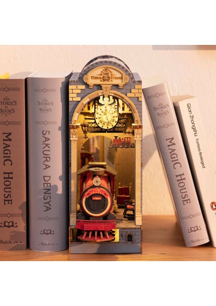 Minyatür Zaman Yolculuğu Kitaplık Dekorasyonu | Ahşap Zaman Yolculuğu Booknook Maketi | 3D Puzzle fırsatları