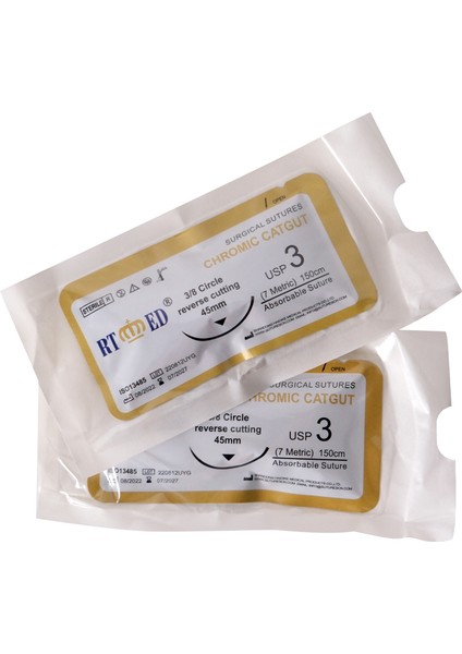Katküt Chromıc Catgut No:3 (7 Metric) 45 mm 150 cm 12 Adet indirimleri