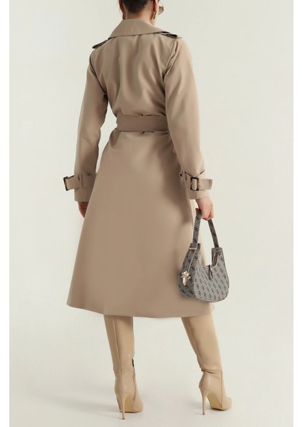 Kadın Regular Kruvaze Yaka Düğmeli Kemerli Uzun Trençkot 5711045 fırsatları