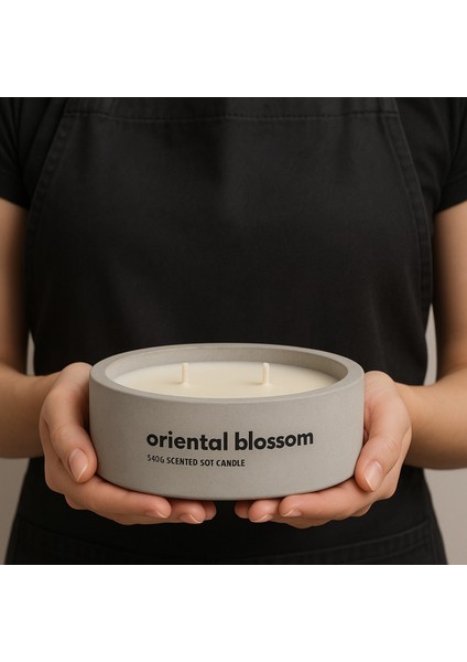 Dekoratif El Yapımı Yatay Mum : Çift Fitilli : Kokulu Soya Mum : Oriental Blossom fiyatları