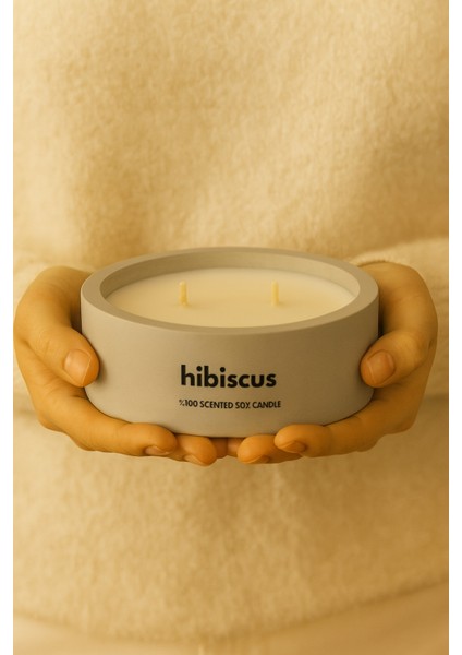 Dekoratif El Yapımı Yatay Mum : Çift Fitilli : Kokulu Soya Mum : Hibiscus fiyatları