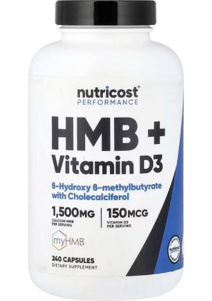 Hmb (1500MG) And Vitamin D3 (6000 Iu) Supplement - 240 Capsules
