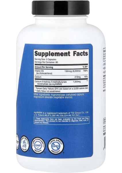 Hmb (1500MG) And Vitamin D3 (6000 Iu) Supplement - 240 Capsules fiyatları