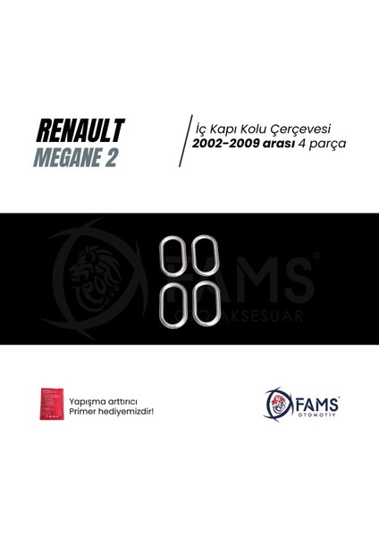 Renault Megane 2 Krom İç Kapı Kolu Çerçeve 4 Kapı 2004-2010 Paslanmaz Çelik fiyatları
