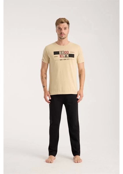 Erkek Ten Rengi Kısa Kol Pijama Takımı