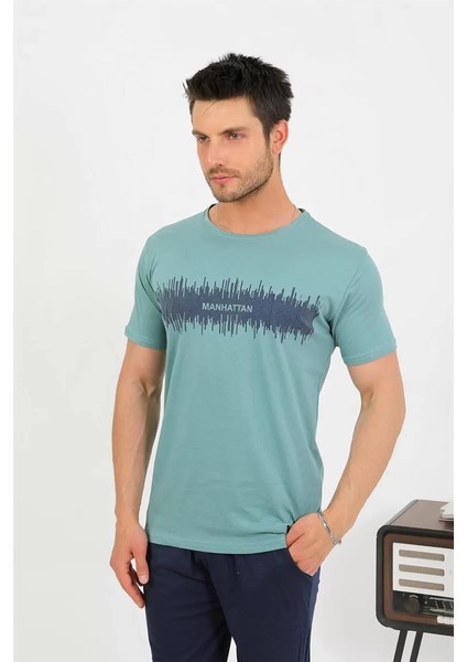 Erkek Pamuk Kısa Kol Pijama Takım Suyeşili fiyatları