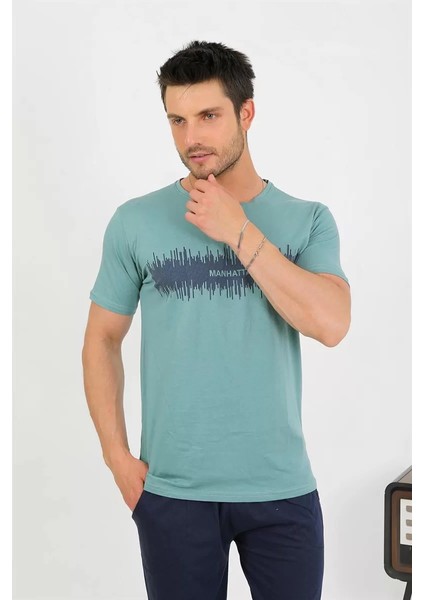 Erkek Pamuk Kısa Kol Pijama Takım Suyeşili fırsatları