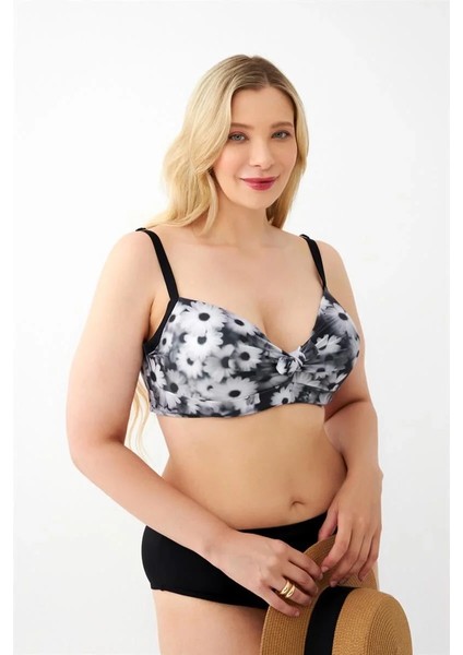 Kadın Papatya Desenli Gri Büyük Beden Bikini Takımı fiyatları