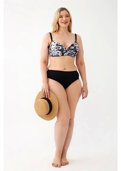 Kadın Papatya Desenli Gri Büyük Beden Bikini Takımı fırsatları