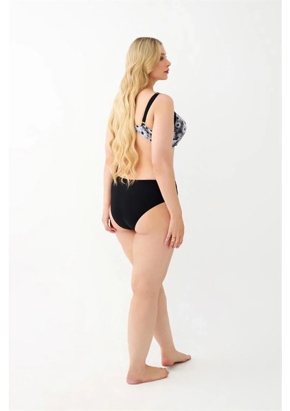 Kadın Papatya Desenli Gri Büyük Beden Bikini Takımı indirimleri