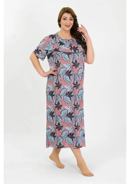 Kadın Büyük Beden Kısa Kol Somon Anne Gecelik fiyatları