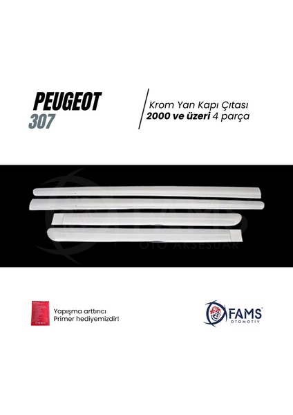 Peugeot 307 Krom Yan Kapı Çıtası 4 Kapı 2000> Paslanmaz Çelik (HB) fiyatları