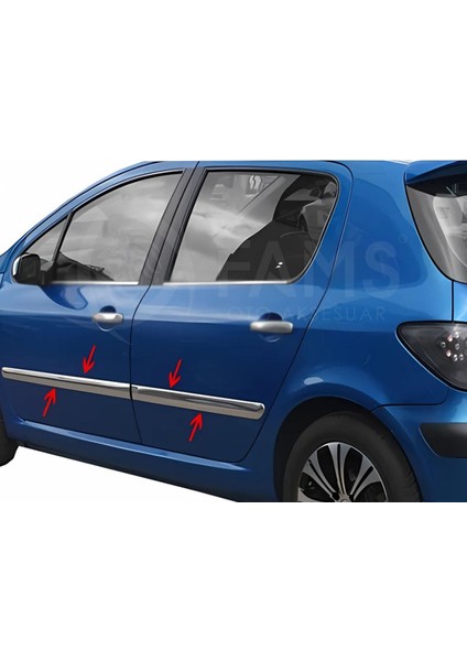 Peugeot 307 Krom Yan Kapı Çıtası 4 Kapı 2000> Paslanmaz Çelik (HB) modelleri