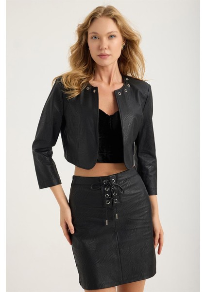 S Deri Taşlı Kuşgözü Sıralı Ceket