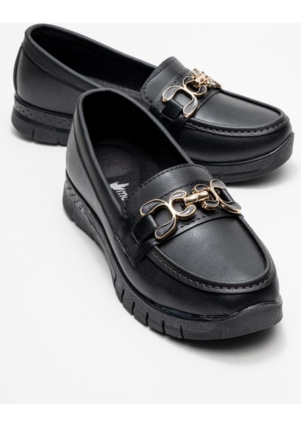 Triko Rahat Yumuşak Tabanlı Kadın Ayakkabı Siyah Cilt