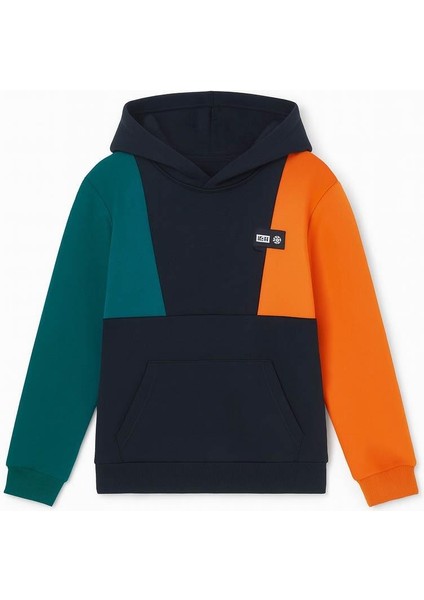 Kapüşonlu Parçalı 3 Ip Erkek Çocuk Sweatshirt Lacivert