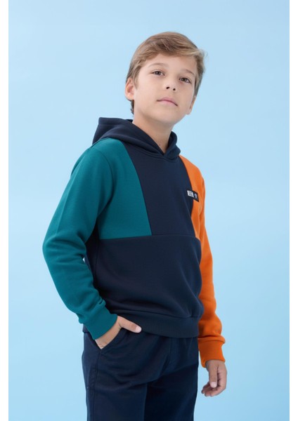 Kapüşonlu Parçalı 3 Ip Erkek Çocuk Sweatshirt Lacivert fiyatları