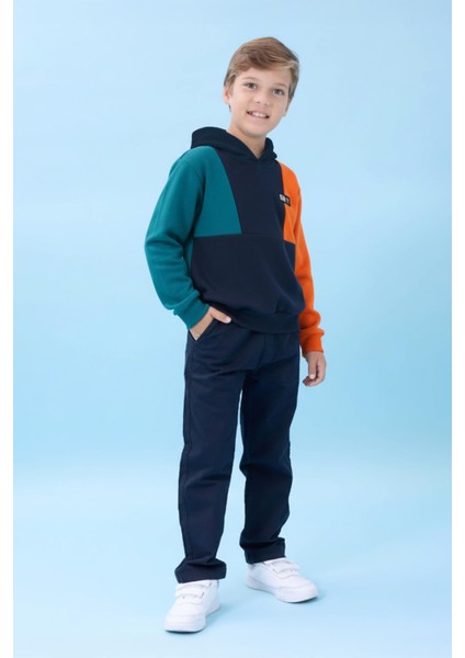 Kapüşonlu Parçalı 3 Ip Erkek Çocuk Sweatshirt Lacivert indirimleri