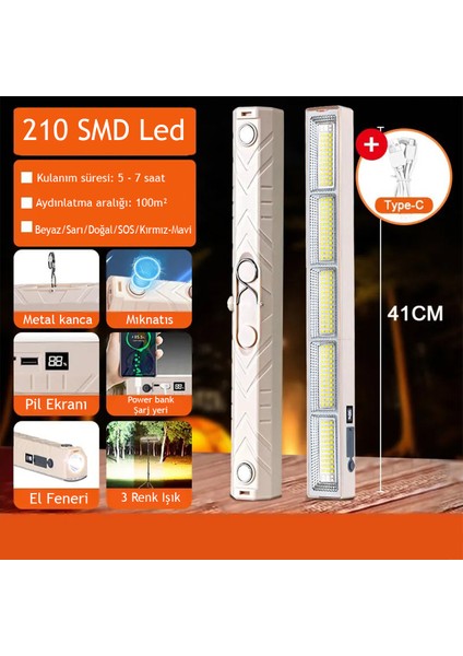 Şarjlı Kamp Lambası 12600 Lümen, 6600MAH Powerbank, 3 Renk LED Işık, El Feneri, Mıknatıslı, Tripod Uyumlu fiyatları
