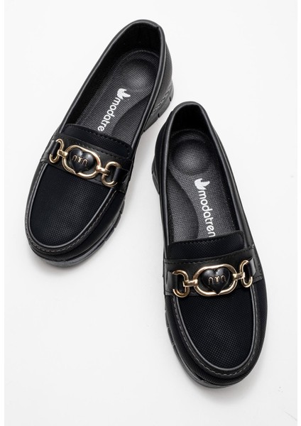 Yumuşak Tabanlı Kalp Tokalı Kadın Ayakkabı Siyah Kot indirimleri