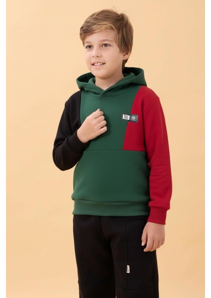 Kapüşonlu Parçalı 3 Ip Erkek Çocuk Sweatshirt Yeşil fiyatları