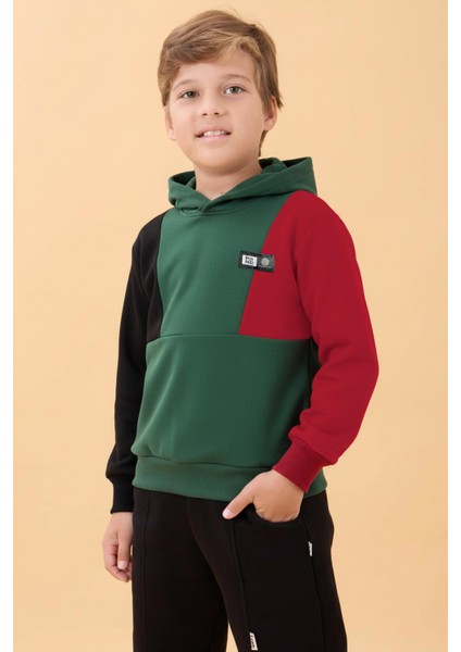 Kapüşonlu Parçalı 3 Ip Erkek Çocuk Sweatshirt Yeşil fırsatları