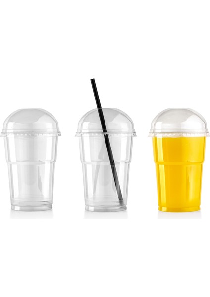 400 cc Plastik Pet Bardak + Bombe Delikli Kapak 25'li