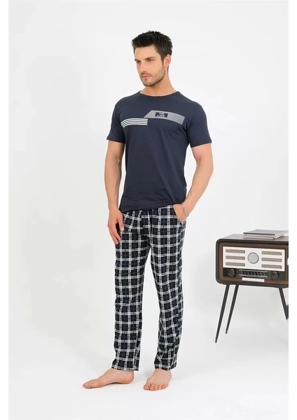 Erkek Pamuk Kısa Kol Pijama Takım Lacivert fırsatları