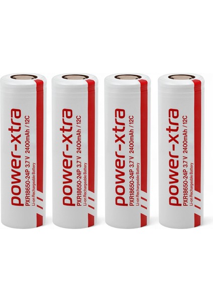 4 Adet PX18650 Kırmızı Gri Şarjlı Batarya Pil 3.6V 2400MAH Li-Ion Uzun Ömürlü Şarj Edilir