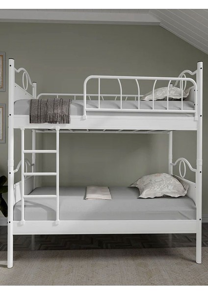 Argimo Zümrüt Genç Çocuk Odası Beyaz Metal Ranza ve Karyola 90 x 190 Beyaz fiyatları