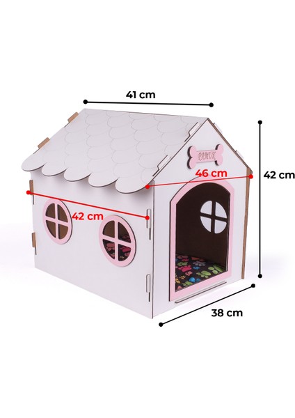 Ahşap Dekoratif Köpek Evi-Kulübesi, Küçük Irk Köpekler Için Kulübe, Köpek Kulübesi Beyaz-Pembe fiyatları
