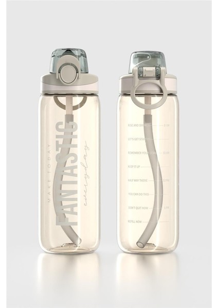 Trego Sport Yazı Desenli 630 ml Pipetli Tritan Matara 912170 Bej fiyatları