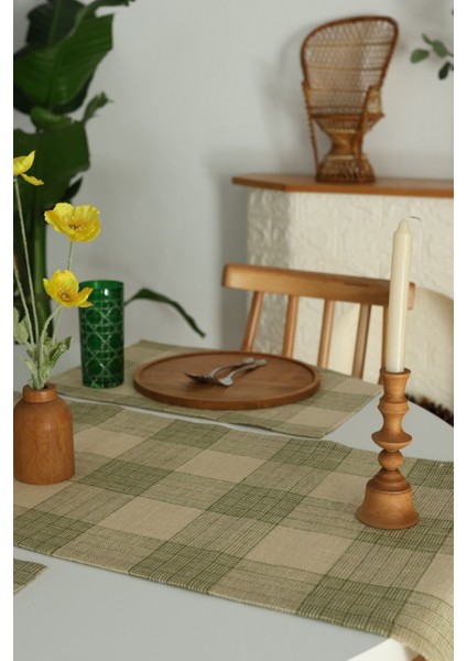 Yakacihome Juta Yeşil 5 Parça | 4 Parça Amerikan Servis & 1 Parça Püsküllü Runner Jüt Kumaş Sofra Seti indirimleri