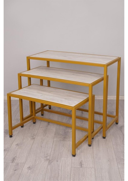 Üçlü Merdiven Masa Gold Stand