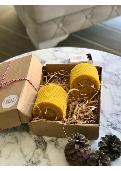 2 Adet Üç Ipli Sarma Bal Mum , %100 Doğal El Yapımı Bal Kokulu Mum , Kibrit Hediyelidir modelleri