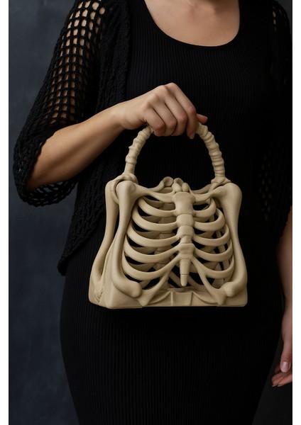 Kadın Kemik Görünümlü Iskelet El Çantası – Bone Bag (Beyaz & Kemik Beyazı) fiyatları