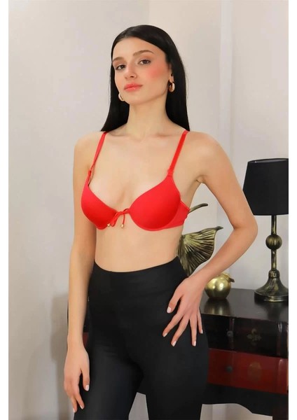 Kadın Destekli Balenli Önden Açılır Dekolteli Sütyen 2406 Kırmızı fiyatları