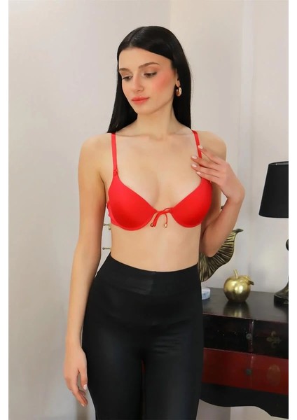 Kadın Destekli Balenli Önden Açılır Dekolteli Sütyen 2406 Kırmızı fırsatları