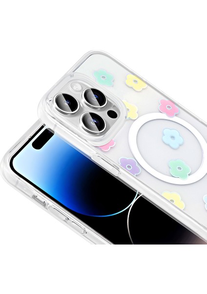 Apple iPhone 14 Pro Max Uyumlu Magsafe Özellikli Folk Kapak Papatya modelleri