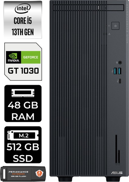 Expertcenter P500 Mini Tower Intel Core I5 13420H 48GB 512GB SSD GT1030/4GB W11H Masaüstü Bilgisayar & Per4 USB Bellek P500I58512B0DP1372