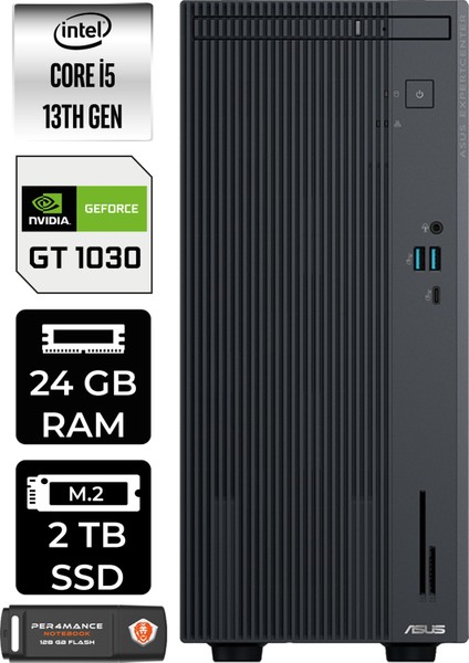 Expertcenter P500 Mini Tower Intel Core I5 13420H 24GB 2tb SSD GT1030/4GB Fdos Masaüstü Bilgisayar & Per4 USB Bellek P500I58512B0DP1314