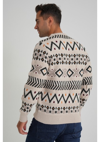 Erkek Jakarlı Desenli Bisiklet Yaka Yılbaşı Yün Kazak TRIST-5348 modelleri