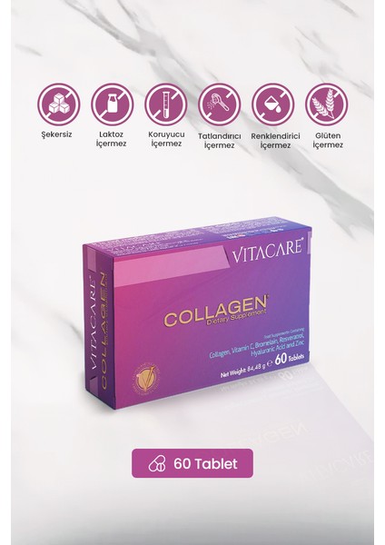 Collagen – 60 Tablet | Hidrolize Kolajen, Vitamin C, Hyaluronik Asit, Çinko, Biotin & Resveratrol