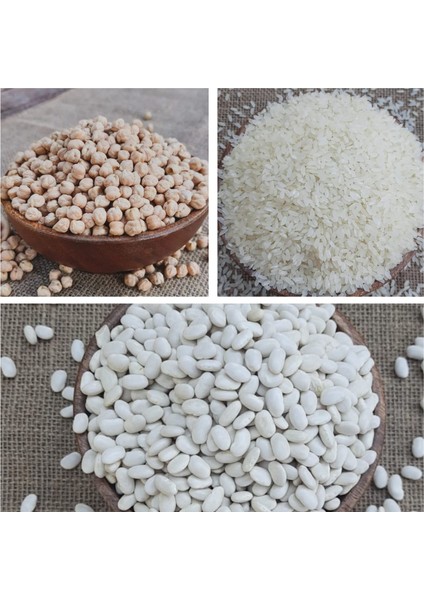 Kuru Fasulye 1kg, Nohut 1kg, Pirinç 1kg (Net 3 Kg) Doğal Katkısız Köy Mahsulü