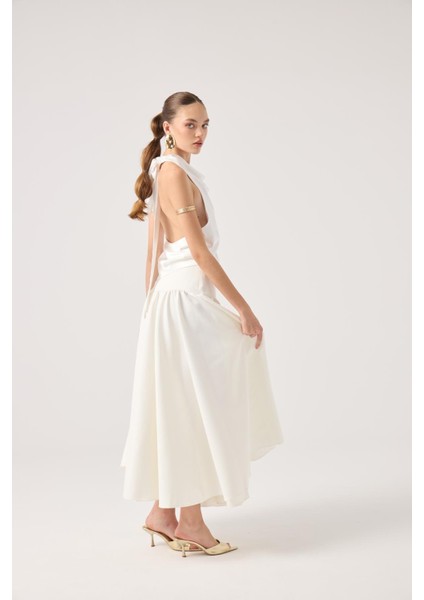 Fermuarlı Uzun Elenor Etek Beyaz fiyatları