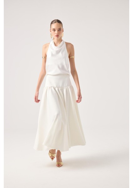 Fermuarlı Uzun Elenor Etek Beyaz fırsatları
