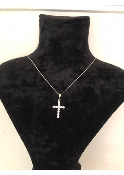 PASLANMAZ ÇELİK TAŞLI GÜMÜŞ RENK PARLAK IŞILTILI HAÇ KOLYE modelleri