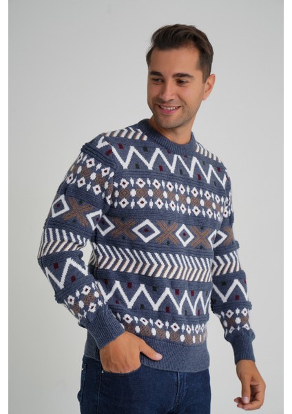 Erkek Jakarlı Desenli Bisiklet Yaka Yılbaşı Yün Kazak TRIST-5348 fiyatları