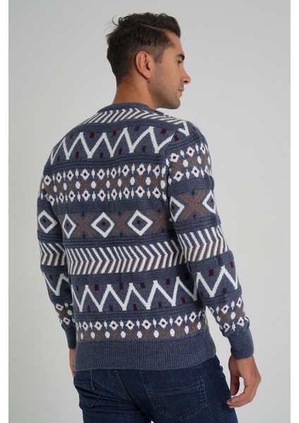 Erkek Jakarlı Desenli Bisiklet Yaka Yılbaşı Yün Kazak TRIST-5348 modelleri