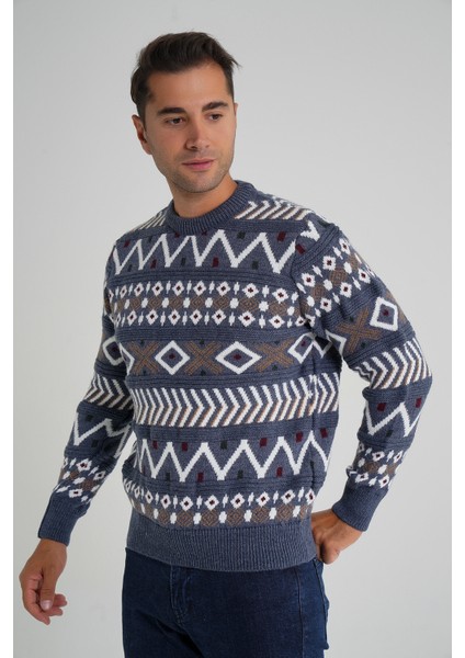 Erkek Jakarlı Desenli Bisiklet Yaka Yılbaşı Yün Kazak TRIST-5348 fırsatları